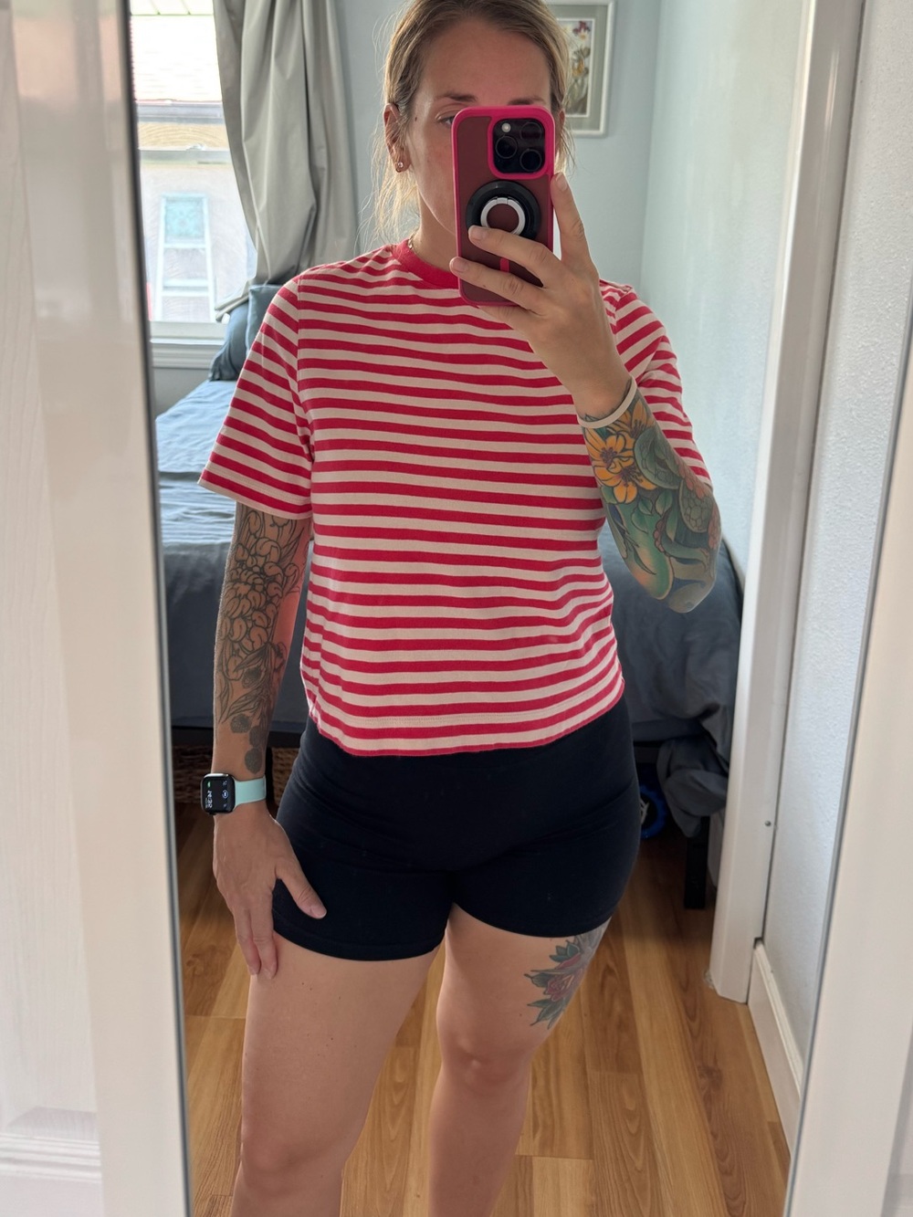 Red and White Striped Short Sleeve Tee - Picture 10 of 13